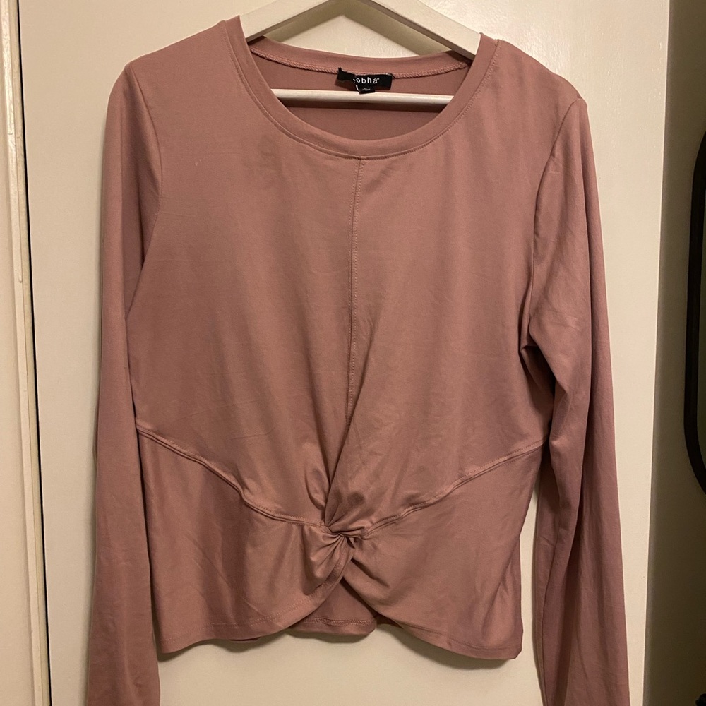 Buttery soft front knot crop long sleeve workout top